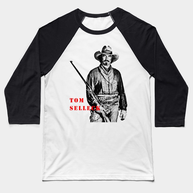 tom selleck visual art Baseball T-Shirt by DOGGIES ART VISUAL